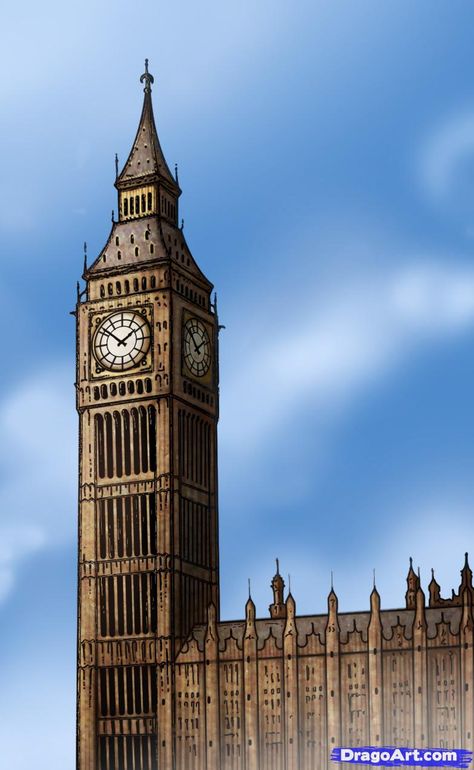 How to Draw Big Ben, website has how to draws for A LOT of things Big Ben Drawing, Day Of Dead Tattoo, Big Ben Art, Arch Sketch, Bridge Drawing, London Drawing, Big Ben Clock, Drawing Tutorials For Beginners, Building Drawing