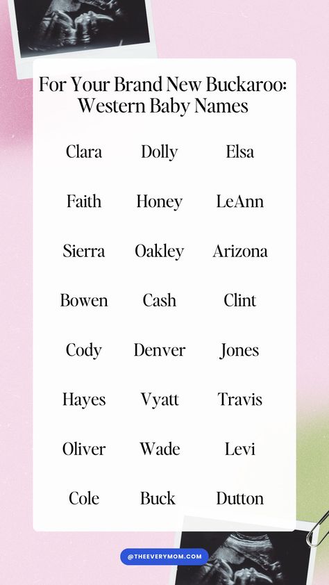 These country inspired western baby names are perfect for your littlest cowboy or cowgirl! Edgy Names, Western Baby Names, Cowboy Names, Western Names, Aesthetic Western, Welsh Words, Life Plans, Cowgirl Baby, Western Baby