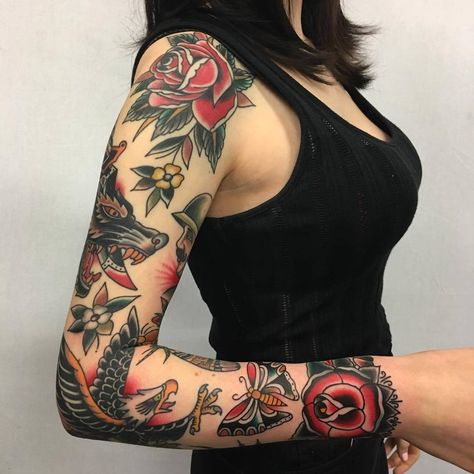 Tattoo Planets, New School Tattoos, Mangas Tattoo, Sanskrit Tattoo, Tattoo Dotwork, Sailor Jerry Tattoos, Traditional Sleeve, Traditional Tattoo Sleeve, Jesus Tattoo