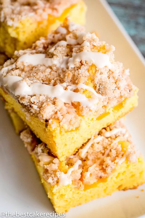 Peach Crumb Cake, Pumpkin Pecan Coffee Cake, The Best Cake Recipes, Cake Mix Recipe, Crumb Cake Recipe, Peach Crumble, Crumble Cake, Peach Desserts, Summer Baking