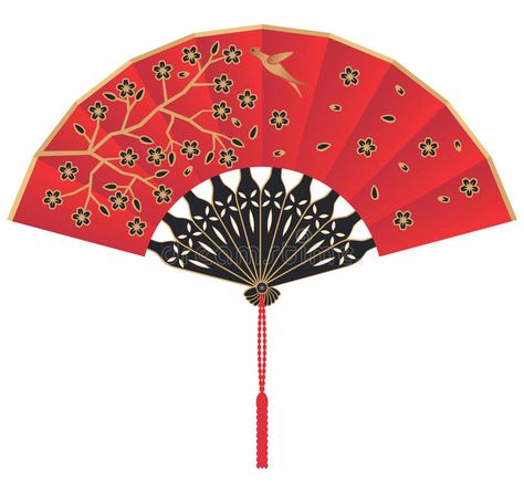 Tassel Illustration, Eclectic Decor Vintage, Japanese Fans, Bird Vector, Chinese Fans, Chinese Flower, Chinese Fan, Japanese Fan, Birthday Wishes For Myself