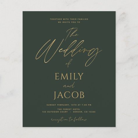 Budget Emerald Green Gold Wedding Typography Emerald Green Gold Wedding, Wedding Qr Code, Green Gold Weddings, Wedding Typography, Summer Wedding Invitations, Script Typography, Girly Design, Wedding Anniversary Invitations, Green Wedding Invitations