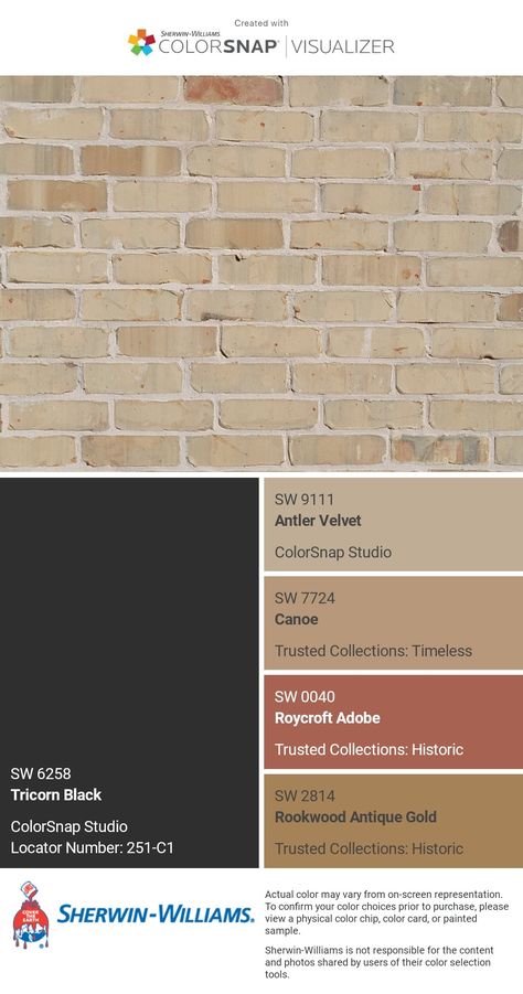 Light Brown Brick House Exterior Color Schemes, Blonde Brick Exterior, Yellow Brick Wall Interior, Colors That Go With Brown Brick, Blond Brick Color Scheme, Peach Brick House Exterior Color Schemes, Blonde Brick Exterior Color Schemes, Exterior Brick Color Names, Brown Brick House Exterior Color Schemes