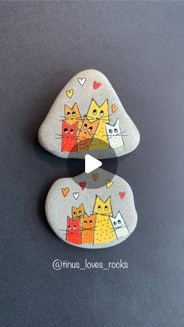 Caillou Roche, Colored Rocks, Cat Rocks, Painted River Rocks, Tiny Cats, Painted Rocks Diy, Rock Painting Ideas Easy, Autumn Crafts, Manualidades Diy