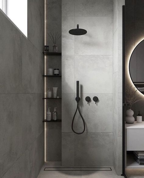 Bathroom Niche Ideas, Glam Apartment Decor, Bathroom Gallery Wall, Modern Small Bathrooms, Bathroom Accent Wall, Chic Bathroom, Shower Niche, Bathroom Top, Toilet Design