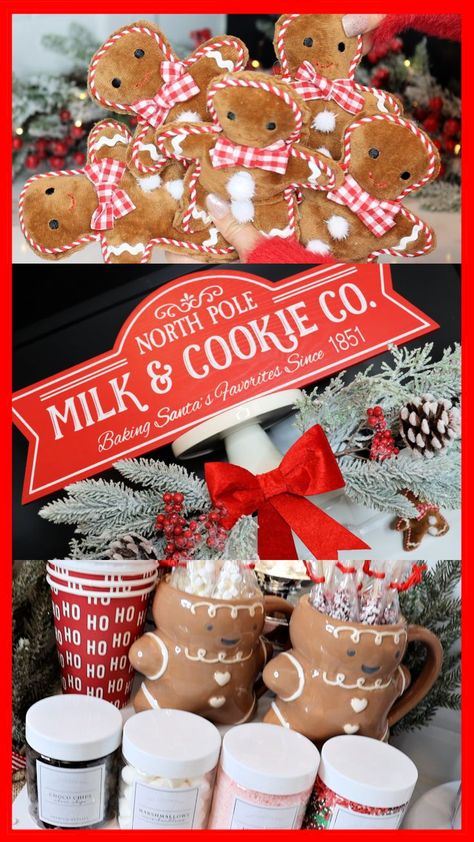 Christmas Coffee Bar, Gingerbread Hot Cocoa, Gingerbread Coffee, Gingerbread Theme, Choco Chips, Hot Cocoa Bar, Hot Chocolate Bars, Cocoa Bar, Milk Cookies