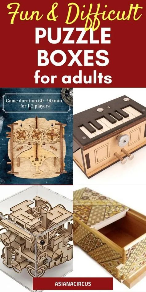 Fun & Difficult Wooden Puzzle Boxes For Adults - Asiana Circus Wooden Labyrinth, Thoughtful Gifts For Boyfriend, 3d Wood Puzzles, Puzzle Logo, Box Games, Easy Hobbies, Wooden Puzzle Box, Mind Benders, Puzzle Boxes