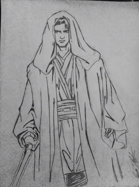 Darth Vader Anakin Skywalker, Darth Vader Drawing, Darth Vader Anakin, Star Wars Art Drawings, Green Costume, Costume Design Sketch, Star Wars Painting, The Revenge, Revenge Of The Sith