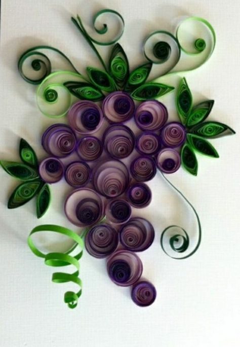 Quilling Food Paper Art, Quilling Husking Board Patterns, Paper Quilling Grapes, Paper Quilling Tree Of Life, Paper Quilling Violets, Quilling Flower Designs, Paper Quilling For Beginners, Paper Quilling Jewelry, Quilling Work