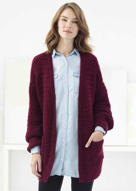 Cardigan Knitting Patterns Free, Knitting Patterns Sweaters, Patons Classic Wool, Ladies Cardigan Knitting Patterns, Cardigan Knitting Patterns, Fiber Art Projects, Ladies Cardigan, Women Long Cardigan, Knitting Patterns Free Sweater