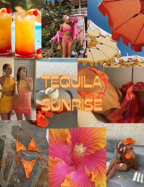 Bachelorette Part Themes Tropical Hens Party, Tequila Sunset Bachelorette Theme, Sunset Theme Party Outfit, Media Naranja Bachelorette, Pink Orange Yellow Bachelorette Outfits, Sayulita Bachelorette Party, Tequila Sunrise Outfit Theme, Tequila Sunrise Birthday Theme, Tequila Sunrise Bachelorette Party