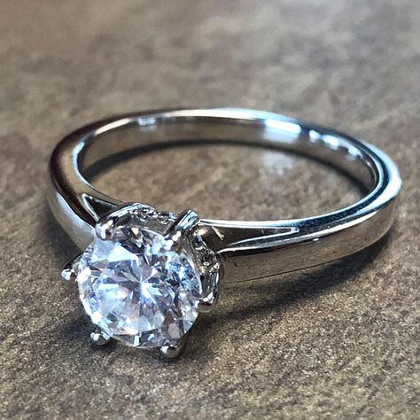 14K White Gold Round 6 Prong Solitaire Engagement Ring - $1049 6 Prong Solitaire Engagement Ring, Solitare Engagement Rings, Round Diamond Engagement Rings Solitaire, White Gold Solitaire Engagement Ring, Gold Solitaire Engagement Ring, Solitaire Rings, White Gold Solitaire, Round Solitaire, Wedding Rings Solitaire