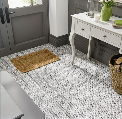 LAURA ASHLEY mr jones charcoal floor tiles Laura Ashley Mr Jones, Laura Ashley Tiles, Charcoal Walls, Grey Floor Tiles, Tiled Hallway, Hallway Flooring, Patterned Floor Tiles, Feature Tiles, Grey Tiles