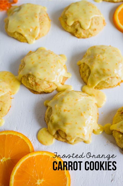 4 reviews · 30 minutes · Vegetarian · Makes 36 cookies · These Frosted Carrot Orange Cookies are a favorite cookie that my Mom made for me. It's a cake like cookie with a citrus frosting. Yum! Orange Carrot Cookies, Carrot Cookies With Orange Glaze, Appetizers From Around The World, Carrot Cookies Recipe, Orange Oatmeal Cookies, List Of Desserts, Peach Cookies, Orange Icing, Carrot Cookies