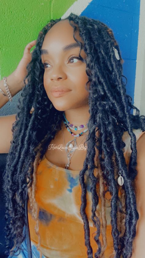 Goddess Locs 
Hairstyles 
Braid styles 
Faux Locs 
Gypsy locs Faux Locs Charms, Faux Locs With Charms, Locs With Charms, Locs Charms, Boho Locs, Hair Charms, Goddess Locs, Faux Locs, Black Girls Hairstyles