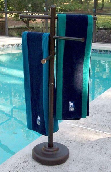 Poolside Towel Racks - Easy Home Concepts Poolside Towel Rack, Outdoor Towel Rack, Pool Rack, Towel Rack Pool, Towel Holder Stand, Pool Storage, Pool Life, Tree Lamp, Swim Towel