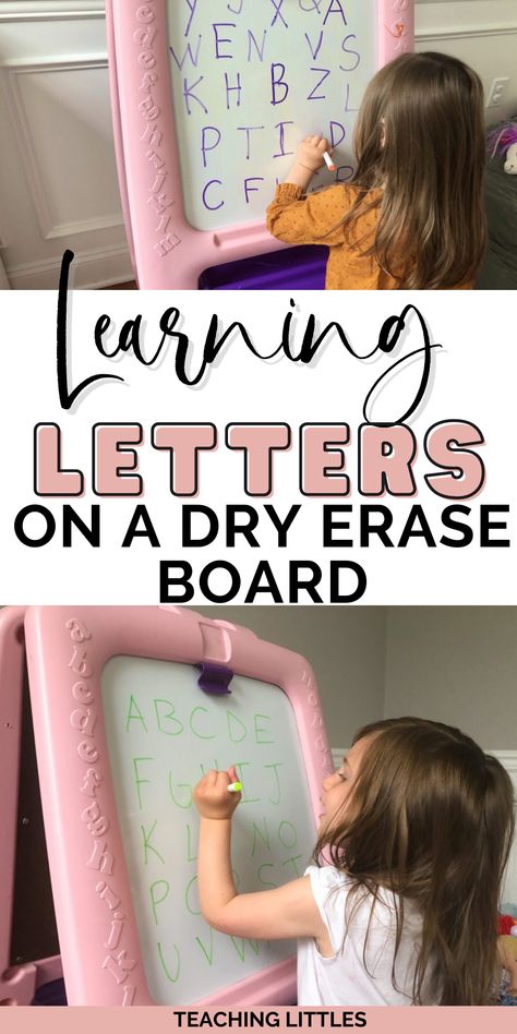 Teach your toddlers letters with this multisensory activity using a dry erase board and eraser. They will learn letter recognition quickly. Teaching Toddlers Letters, Letter Learning Activities, Educational Activities For Toddlers, Educational Toddler Activities, Toddler Parenting, Multisensory Activities, Toddler Essentials, Preschool Homeschool, Fun Activities For Toddlers