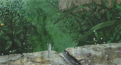 Yet another beautiful animation from Studio ghibli. I chose this gif because of it's simplicity. Just because something seems simple doesn't mean it actually is I think. A lot of work was most likely put into this. That's why I think it deserves the title, Mastery. Arrietty Gif, Anime Rain, Ghibli Gif, Rain Gif, The Garden Of Words, Anime Gifs, Ghibli Movies, Hayao Miyazaki, Aesthetic Gif