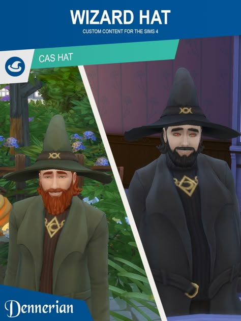 Sims 4 CC - Wizard Hat — DennerianCC Sims 4 Wizard Clothes, Sims 4 Sorcerer Cc, Sims 4 Warlock Cc, Wizard Sims 4 Cc, Sims 4 Cc Wizard Clothes, Sims 4 Spell Caster Cc, Sims 4 Wizard Cc, Sims 4 Cc Occult, Sims 4 Cas Cc