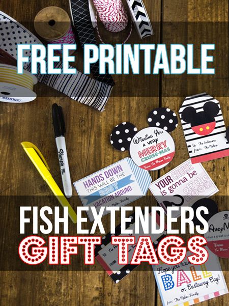 Free Fish Extender Gift Tags Disney Fish Extender Gift Ideas Christmas, Fish Extender Tags Free, Fish Extender Gift Tags Free Printable, Free Pixie Dust Gift Tags, Fish Extender Tags, Fish Extender Gift Ideas For Adults, Diy Fish Extender Hanger, Cruise Ornaments, Cruise Printables