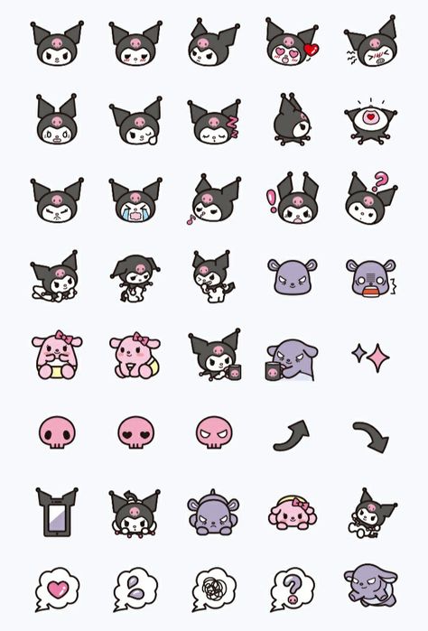 Megumi Wallpaper Aesthetic, Kuromi Emoji, Megumi Wallpaper, Mini Hello Kitty, Line Emoji, Aesthetic Ipad, Hello Kitty Printables, Melody Hello Kitty, Hello Kitty Characters