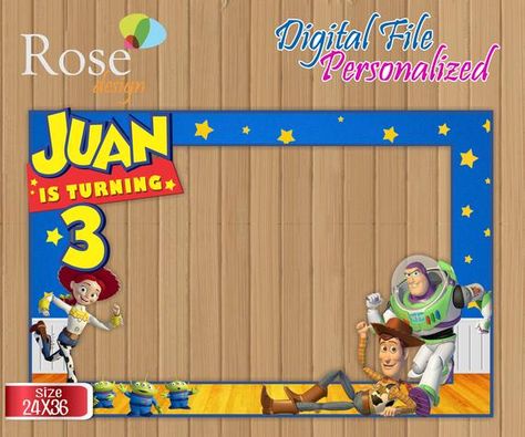 DIGITAL Toy Story Photo Booth frame / Toy Story Party / Birthday Backdrop / Birthday Photo Booths / Marco Selfie, Toy Story Party Decorations, Birthday Backdrops, Photo Drop, Toy Story Theme, Photo Frame Prop, Birthday Photo Booths, Backdrop Frame, Disney Scrapbook Pages