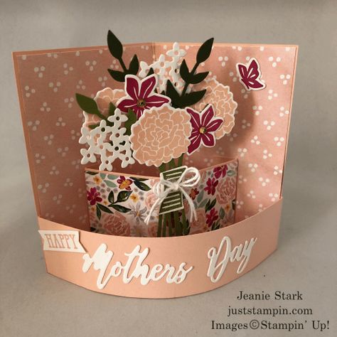 Pop Up Fun Fold Card Tutorial | Just Stampin' Stamping Up Cards Tutorials, Pop Up Cards Tutorial, Cuttlebug Cards, Ideas For Mother's Day, Interactive Card, Folding Cards, Fancy Fold Card Tutorials, Pop Up Box Cards, Card Folds