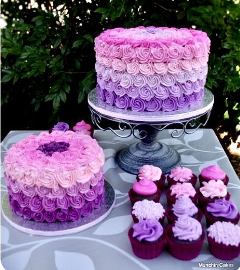 Birthday Cake Purple, Birthday Cakes Girls Kids, Cake Purple, Purple Cakes Birthday, Cupcakes For Boys, Purple Cakes, Pink Birthday Cakes, Cake And Cupcakes, Purple Birthday