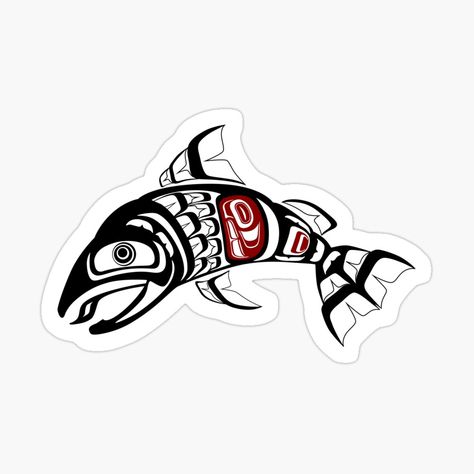 Pacific Northwest Coast Salmon design fish native american Hiada first nation art formline black red large coho by cascadiadesigns | Redbubble Salmon Tattoo, Salmon Design, Native American Tattoos, Haida Art, Aries Tattoo, Native American Quotes, Spine Tattoos For Women, Native Design, Fire Art