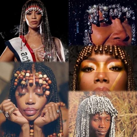 Braided Bangs With Beads - How To Create Them, And 10 Styles To Try - Emily CottonTop Bangs With Beads, Bead Braids Hairstyles, Cornrows And Box Braids, Fringe Braid, Braided Bangs, Celebrity Music, Braids With Beads, Hair Adornments, Cornrow Hairstyles