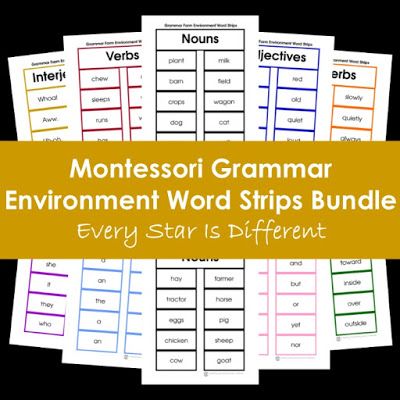 Montessori Grammar: Environment Word Strips Bundle Montessori Elementary Activities, Montessori Design, Montessori Grammar, Easy English Grammar, Space Environment, Montessori Activities Preschool, Montessori Kindergarten, Montessori Language, Montessori Elementary