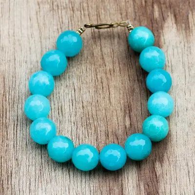 UNICEF Market | Blue Cyan Recycled Glass Beaded Bracelet from Ghana - Captivating Cyan Glass Beaded Bracelet, Gift Catalog, Recycled Glass Bead, Glass Beaded Bracelets, Premium Gift, Eco Friendly Gifts, Jewelry Packaging, Recycled Glass, Online Gifts