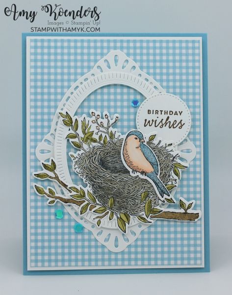 Stampin Up Bird Cards, 2023 Stampin Up Card Ideas, New Stampin Up Cards 2022-2023, Stampin Up Nested Friends, Framed Florets Stampin Up Cards, Nested Friends, Cards With Birds, Friends Birthday Card, Cards Anniversary