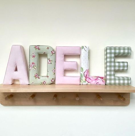 Laura’s Love Letters on Instagram: "What a lovely colour combo💕 #fabricletters #adele #nurserydecor" Baby Nursery Wall Decor, Pink Fabrics, Choosing Fabric, Nursery Curtains, Nursery Letters, Fabric Letters, Personalised Baby, Nursery Room Decor, Baby Nursery Decor