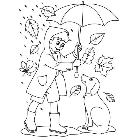 Autumn Colouring Pages, Dog And Girl, Autumn Coloring Pages, Fall Coloring Sheets, Preschool Fall, Fall Coloring, Fruit Coloring Pages, Preschool Coloring Pages, Fall Preschool