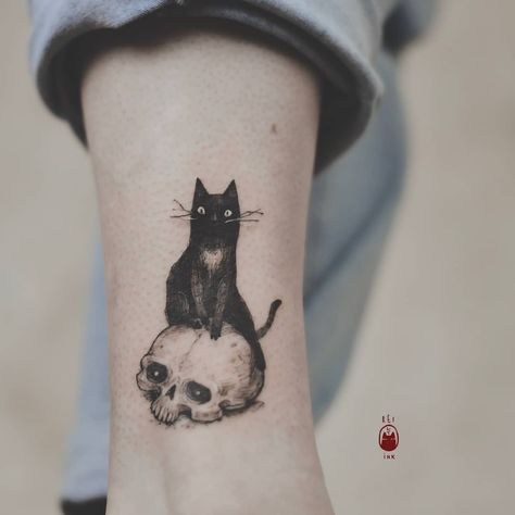 Cat Ghost Tattoo, Twin Kittens, Dog Skull, Cat Ghost, Creepy Cat, Ghost Tattoo, Skeleton Tattoos, Elbow Tattoos, Cute Skeleton