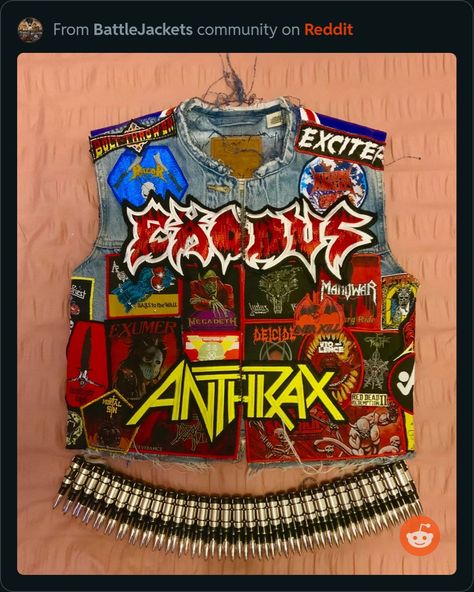 Battle Vest, Battle Jackets, Metal Jacket, Punk Looks, Battle Jacket, 80s Rock, Metal Clothing, Thrash Metal, Concert Outfits