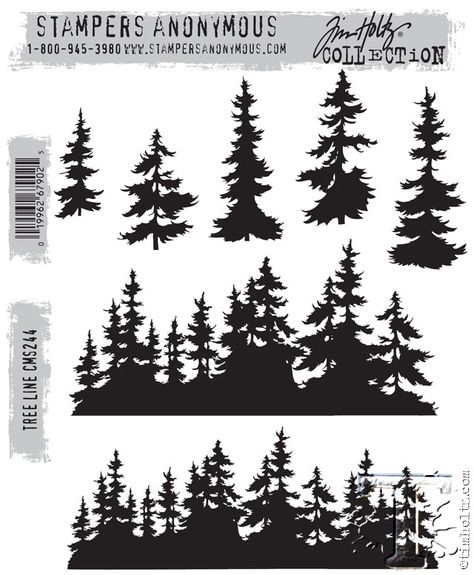 “tree line” #CHAS2015                                                                                                                                                                                 More Stampers Anonymous Christmas, Natur Tattoo Arm, Tim Holtz Stamps, Tree Stencil, Tree Stamp, Seni Cat Air, Scroll Saw Patterns, Tree Line, Tree Silhouette