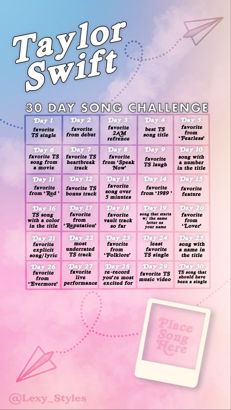 30 Days Song Challenge Taylor Swift, Taylor Swift Song Template, Taylor Swift 30 Day Challenge, 30 Days Of Taylor Swift, Taylor Swift Trivia Game, Taylor Swift 30 Day Song Challenge, Taylor Swift Surprise Songs List, Song Challenge Instagram, Taylor Swift Instagram Story