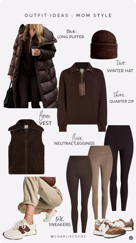 Brown New Balance Shoes Outfit, Football Mum Outfit Winter, New Balance 327 Moonbeam Outfit, School Run Outfit Mum Winter, School Drop Off Outfit Mom Winter, Brown Athleisure Outfit, Sports Mom Outfit Winter, New Balance Winter Outfit, School Drop Off Outfit Mom Fall