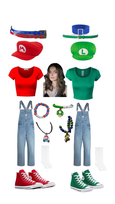 2 Person Costumes, Mario And Luigi Halloween, 2 Person Halloween Costumes, Cute Easy Halloween Costumes, Mario Halloween Costumes, Luigi Costume, Cute Group Halloween Costumes, Duo Costumes, Group Costumes