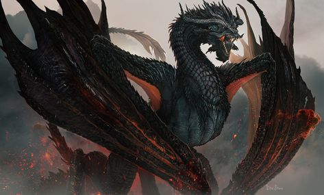 Balerion The Black Dread, Black Dreads, Got Dragons, Fire And Blood, Targaryen Art, Dragon Artwork Fantasy, Asoiaf Art, Game Of Thrones Art, Oita