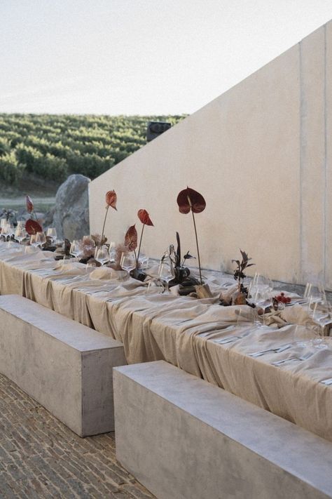 Portugal Wedding Venues, Unique Backdrop, Unconventional Wedding, Portugal Wedding, Long Table, Event Inspiration, Wedding Dinner, Wedding Mood Board, Wedding Mood