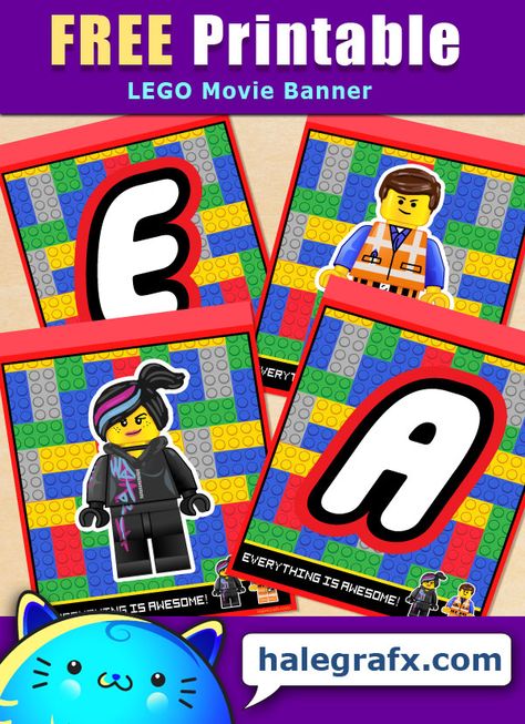 FREE Printable LEGO Movie Alphabet Banner Pack Lego Letters Printable Free, Lego Free Printables, Lego Birthday Banner, Lego Banner, Lego Classroom Theme, Movie Banner, Lego Movie Birthday, Lego Classroom, Lego Movie Party