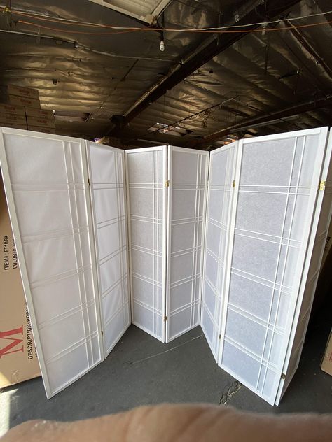 PRICES MAY VARY. Double Cross Room Divider 6 Panel (WHITE, ) Each Panel : 17 in L 6 Panel : 102"L x 71" H Double Cross Room Divider 6 Panel (WHITE, ) Each Panel : 17 in L 6 Panel : 102"L x 71" H Dance Studio Home, Cardboard Room Divider, Shoji Screen Room Divider, Half Wall Ideas, Fake Walls, Back Porch Designs, Fabric Room Dividers, Back Lighting, 4 Panel Room Divider