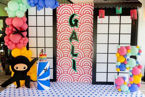 Girly Ninja backdrop Ninja Backdrop, Ninja Party Decorations, Ninja Birthday Party Ideas, Ninja Themed Birthday Party, Ninja Birthday Party, Ninja Birthday Parties, Ninja Birthday, Ninja Party, Ninja Girl