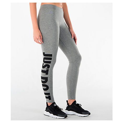 NIKE WOMEN'S LEG-A-SEE JUST DO IT LEGGINGS, GREY. #nike #cloth # Nike Go-dry Leggings For Sports, Nike Fitted Go-dry Leggings, Just Do It Leggings, Nike Moisture-wicking Workout Leggings, Gray Sports Leggings With Moisture-wicking, Nike Functional Moisture-wicking Leggings, Spin Class, Nike Leggings, Women Legs