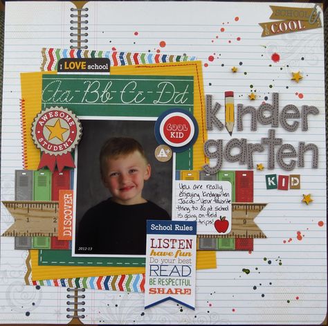 Kindergarten Kid - Scrapbook.com Sport Crafts For Kids, Kindergarten Scrapbook, Kindergarten Kid, Sport Crafts, School Scrapbook Layouts, Boy Scrapbook Layouts, Scrapbook Boys, School Scrapbook, Scrapbook Layout Sketches