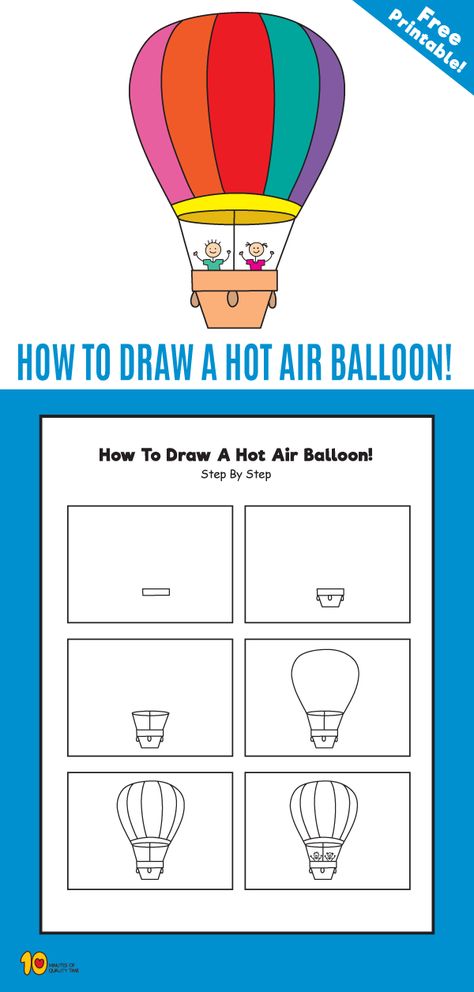 How to Draw a Hot Air Balloon! step by step for kids Draw A Hot Air Balloon, Draw A Ladybug, Hot Air Balloon Drawing, Behavior Therapy, Arts And Crafts For Adults, How To Draw Steps, Chalkboard Ideas, A Ladybug, Easy Arts And Crafts