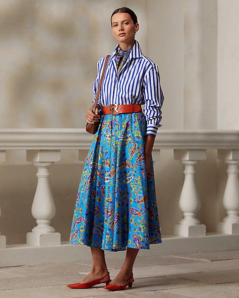 Twill Skirt, Travel Clothes, Ralph Lauren Style, Classy Dress Outfits, Ralph Lauren Collection, Silk Twill, Skirt Design, Look Chic, Look Cool